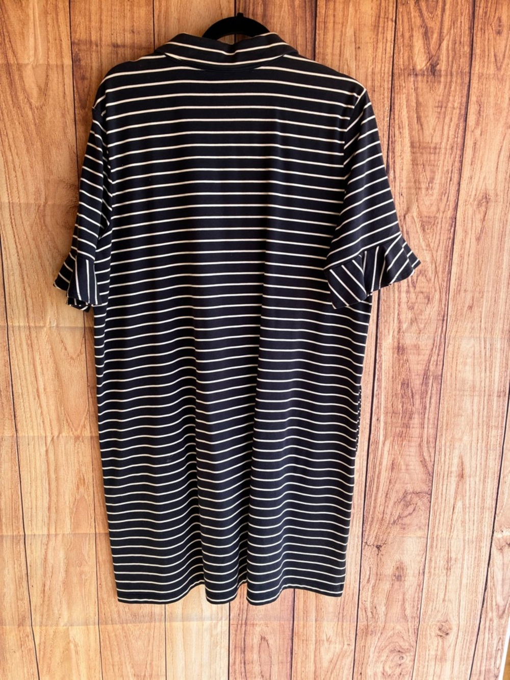 Chico’s Zenergy® UPF Knit Stripe Ruffle Sleeve Polo Dress Size X-Large (3) - Picture 7 of 11